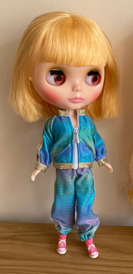 80s Shell Suit Petrol Finish Striped