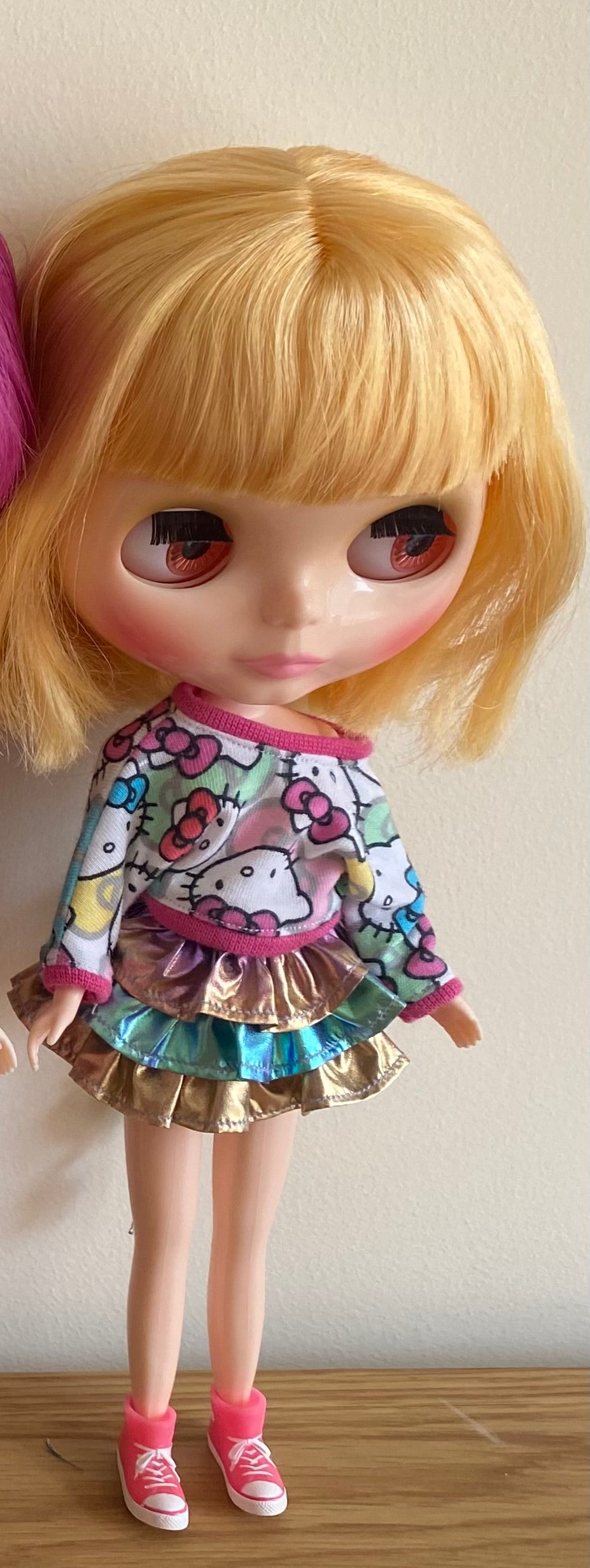 Metallic Ra Ra skirt, pastel petrol finish fabric