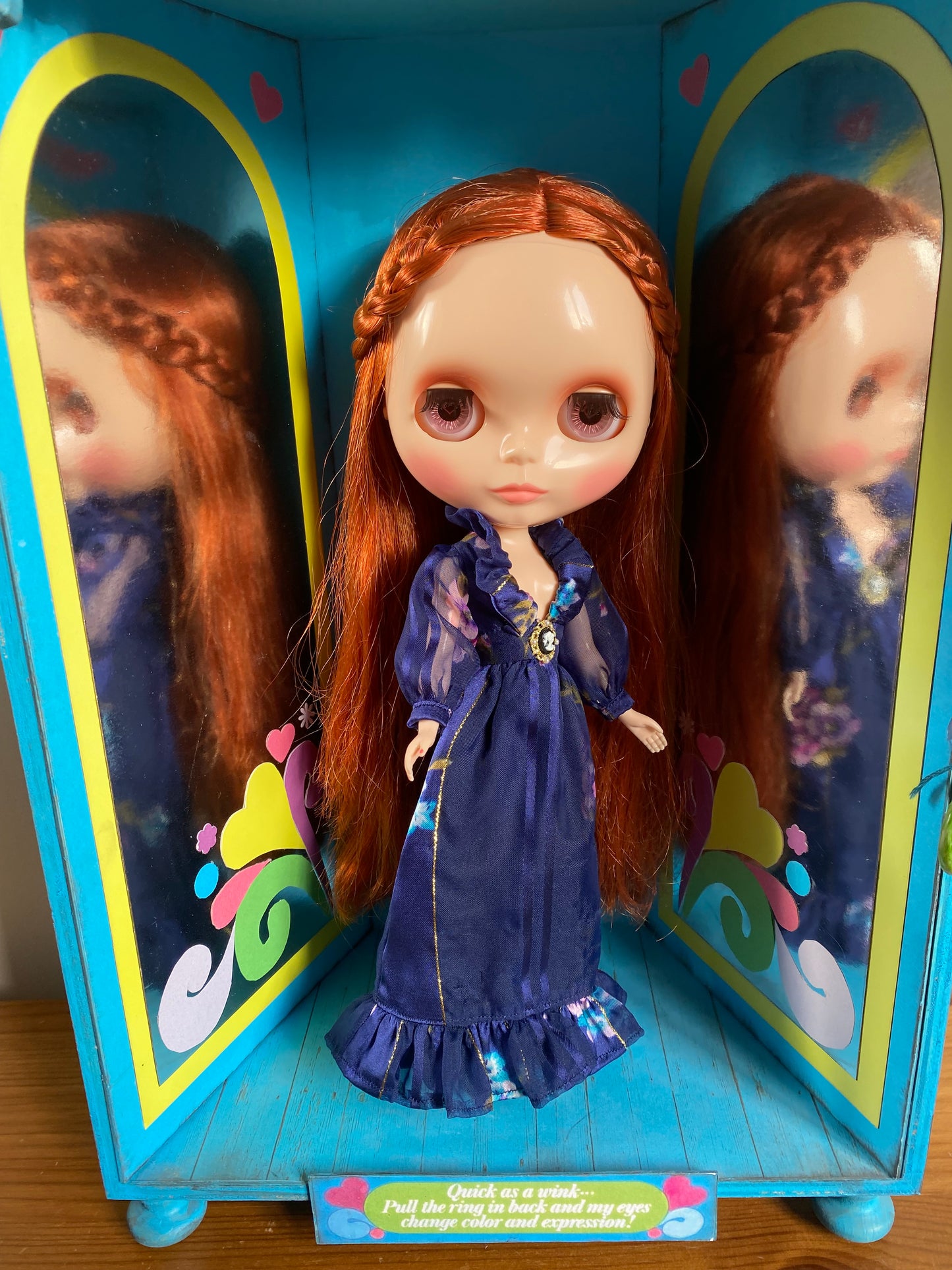 Navy striped chiffon/ satin plunge dress