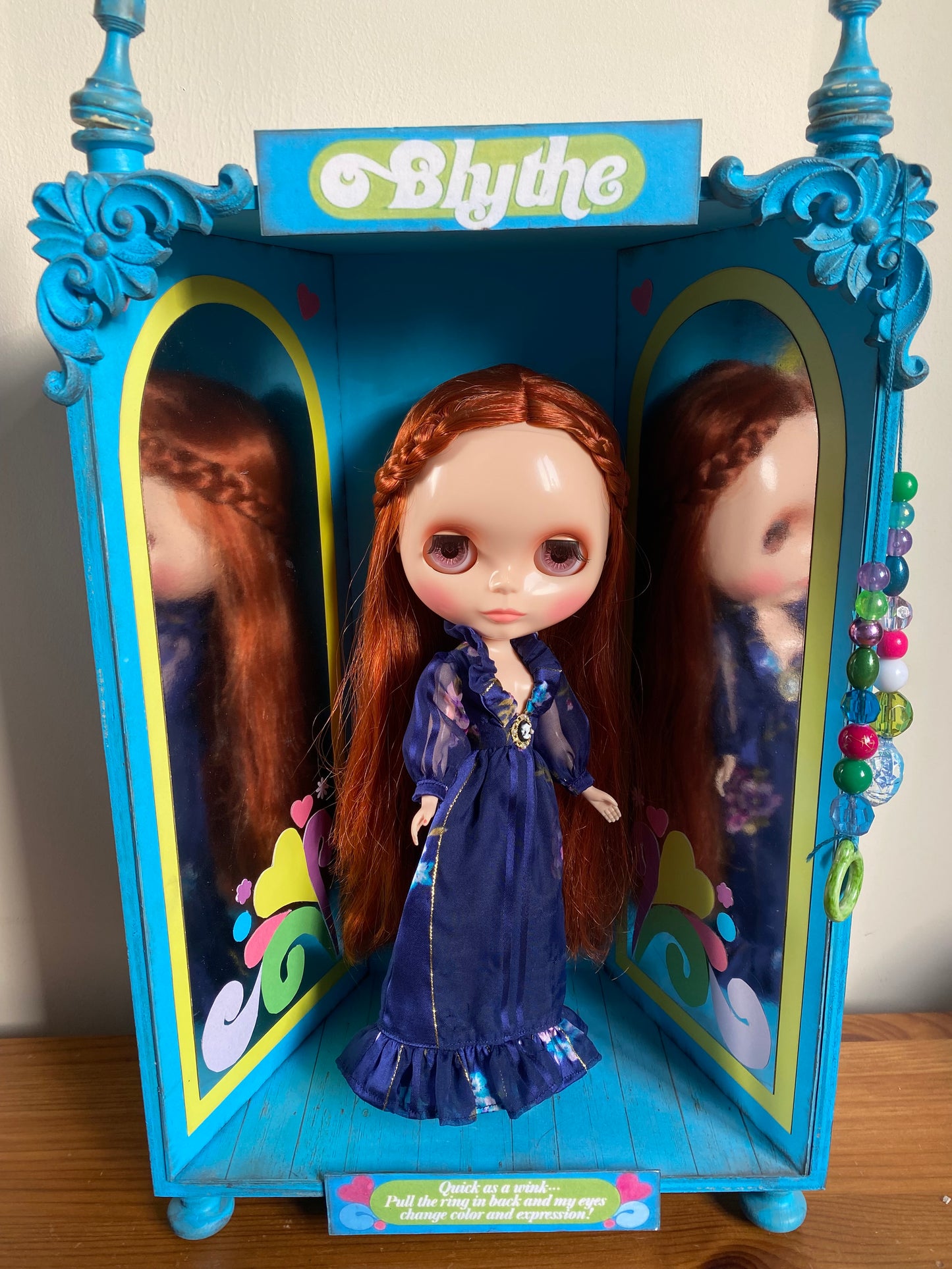 Navy striped chiffon/ satin plunge dress